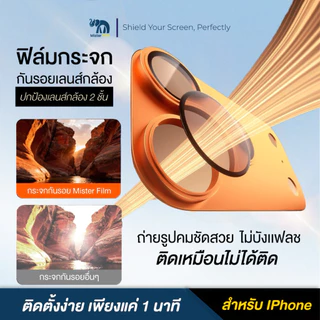 ฟิล์มเลนส์กล้อง iPhone กระจก2ชั้น เกรดพรีเมี่ยม ป้องกันฝุ่น ป้องกันรอยขีดข่วน ครอบคลุมทั้งกล้องเเละฐาน