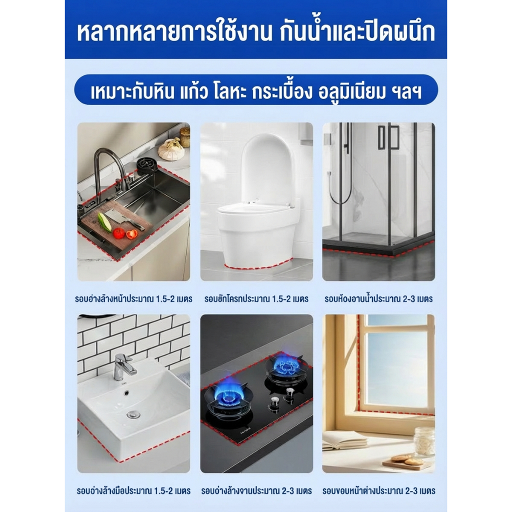 LY กาวยาแนว ยาแนว ยาแนวกระเบื้อง กาวยาแนวกระเบื้อง ยาแนวห้องน้ำ ใช้ง่าย สูตรกันน้ำ บีบใช้งานได้ทันที ขนาด 230g - รูปที่ 3