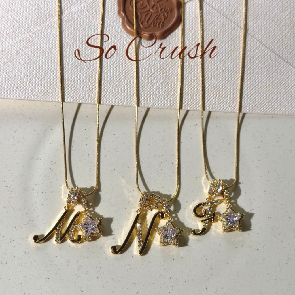Socrush.bkk | SECRET STAR alphabet necklace (Limited Edition) | SN-090 | สร้อยคอดาว จี้ตัวอักษร จี้ดาว สร้อยชื่อ