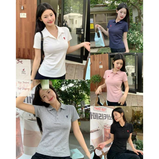 เสื้อยืดผู้หญิง คอปก แขนสั้น กระดุมหน้า ผ้านิ่ม ใส่สบาย ลุคมินิมอล เรียบหรู ทุกวัน | Black Cherry
