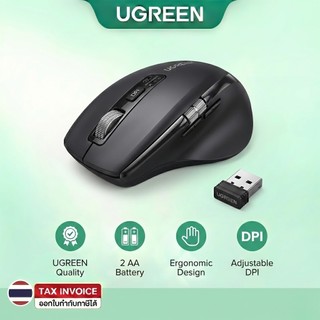 Ugreen M751 (55468) 5000 DPI Wireless Bluetooth 5.3 เมาส์สุขภาพไร้สาย Black