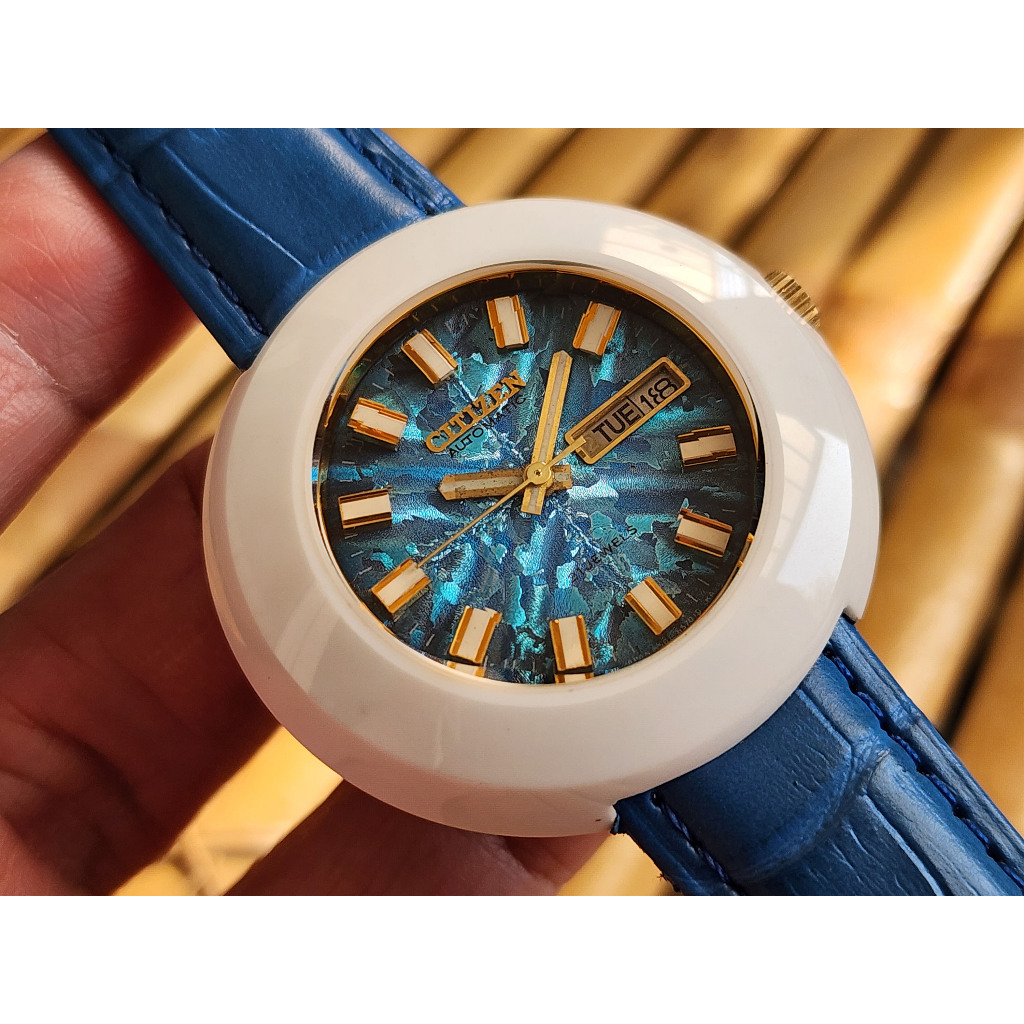 นาฬิกา Citizen ฉลามขาว automatic รุ่นเก่า สภาพเก่าเก็บ สวยๆ หน้าปัดสีน้ำเงิน
