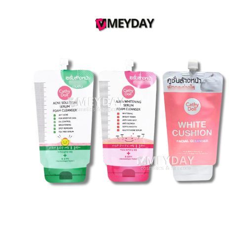(แบบซอง)Cathy Doll  Serum & Cushion Facial Foam Cleanser เคที่ ดอลล์ เซรั่ม & คูชั่น เฟเชียล โฟม คลีนเซอร์  12 มล.