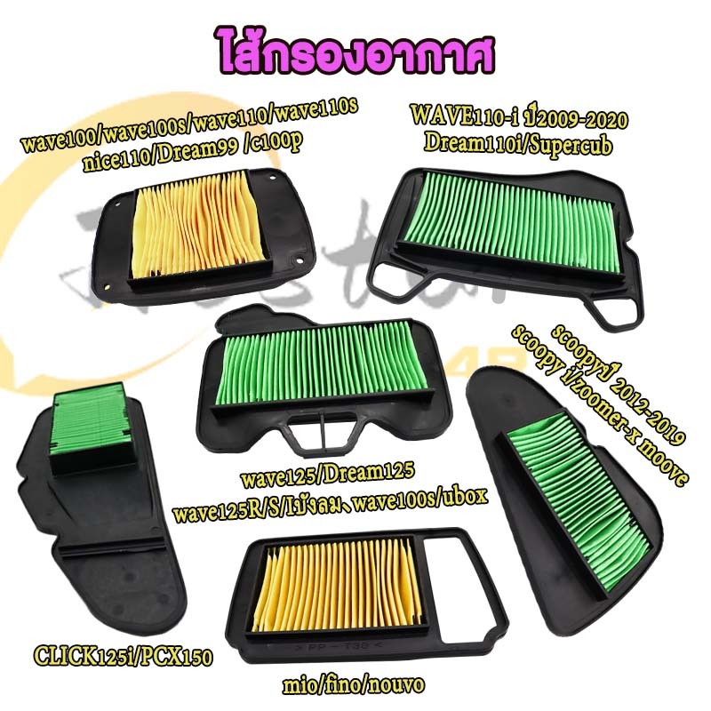 ไส้กรองอากาศ เวฟ100/เวฟ110/เวฟ125/เวฟ110i/click125i/pcx150/scoopy/scoopyi/mio/กรองอากาศ สำหรับรถมอเต