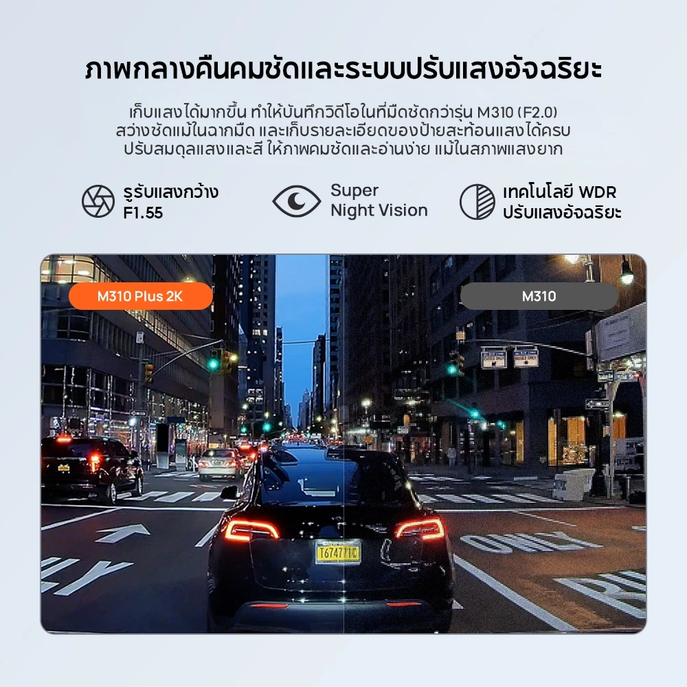 [2026 NEW] กล้องติดรถยนต์ 70mai M310 Plus 2K/3K หมุน360องศา ทนความร้อน กลางคืนสว่าง WiFi APP F1.55 thumbnail 9