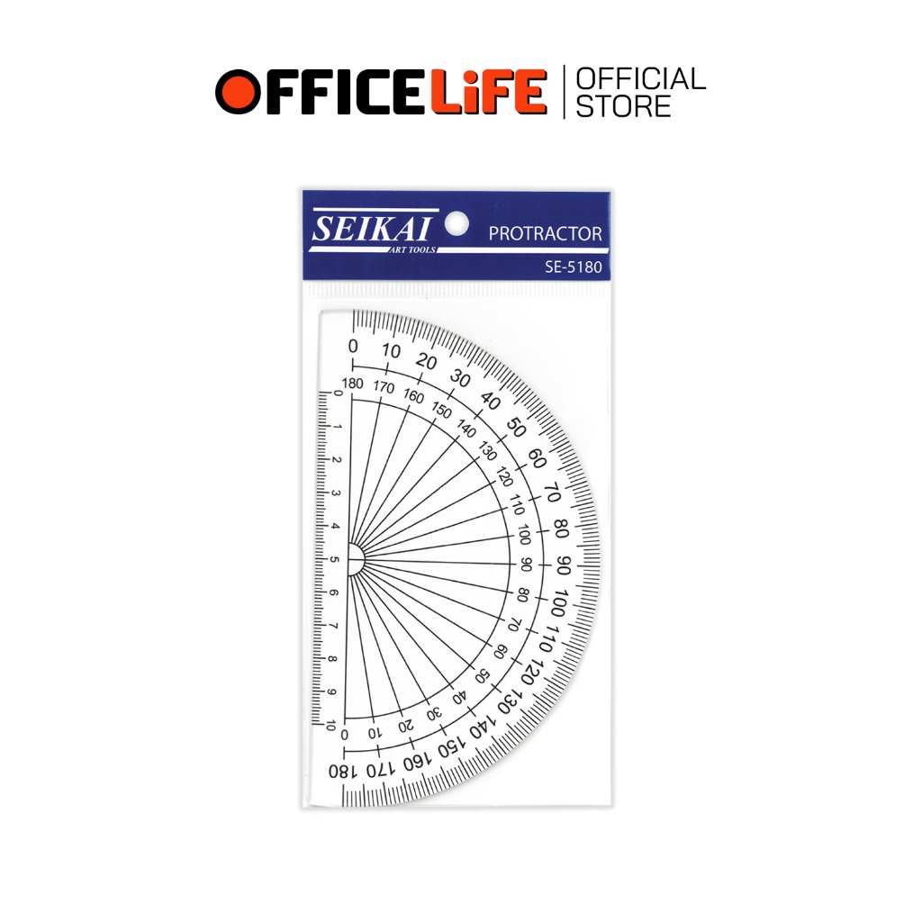 Seikai (เซไค) ไม้วัดมุม ครึ่งวงกลมใหญ่ อะคริลิค รุ่น SE-5180 สำหรับวัดมุม 180° ขนาดใหญ่ ( 1 ชิ้น )