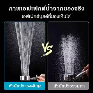 ฝักบัวอาบน้ำ ฝักบัวแรงดันสูง สแตนเลส 304 แท้ไม่มีสนิม พร้อมสายฝักบัวสแตนเลส น้ำแรงและนุ่ม ประหยัดน้ำ COD