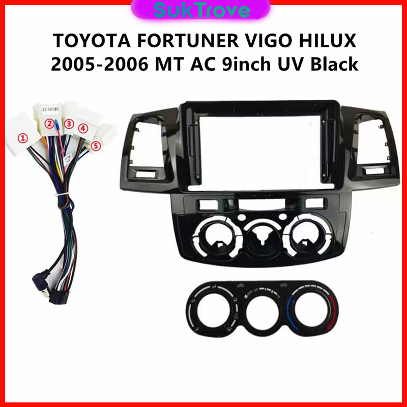 หน้ากากใส่จอแอนดรอยพร้อมปลั๊กไฟจอสำหรับจอ9"  ตรงรุ่นถToyota Vigoเก่าปี2005-2011