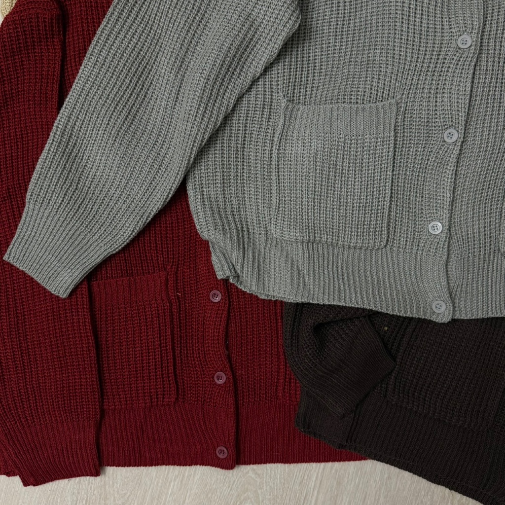 Sydney cardigans รวงข้าว กระเป๋า คาร์ดิแกน คอกลม ไหมพรม oversize plussize ยืดเยอะ - รูปที่ 5