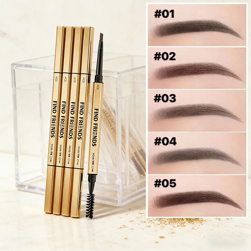 ดินสอเขียนคิ้ว กันน้ำ ดินสอเขียนคิ้วแบบหมุน 2 in 1 มีแปรงปัดคิ้วในตัว มี 6 สีให้เลือก