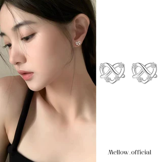 ต่างหูเงิน925 เพรซเซลฝังเพชร 🥨 มินิมอล ประดับเพชร เก๋ น่ารักมาก PM10 Mellow