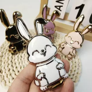 ที่วางโทรศัพท์มือถือ ลายการ์ตูนกระต่าย สามารถจับคู่กับโทรศัพท์มือถือทุกรุ่น แบบสติกเกอร์ พับได้ แบบสร้างสรรค์ Stand