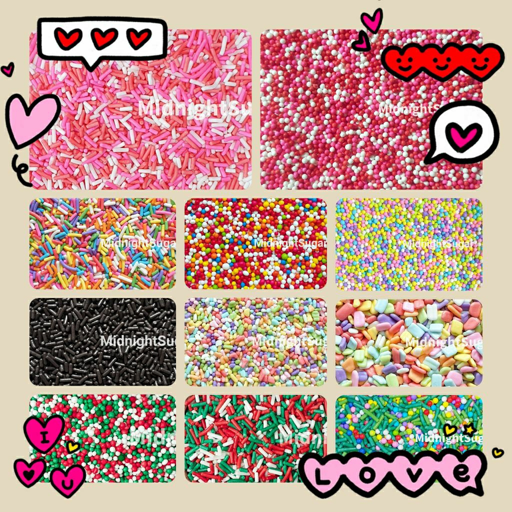 พร้อมส่ง🇹🇭 สปริงเคิล ท็อปปิ้ง น้ำตาลตกแต่งขนม Sprinkles Topping ไรซ์ ลูกปัด แฟล็ก ฟลิ้นท์ เรนโบว์ 50g/100g