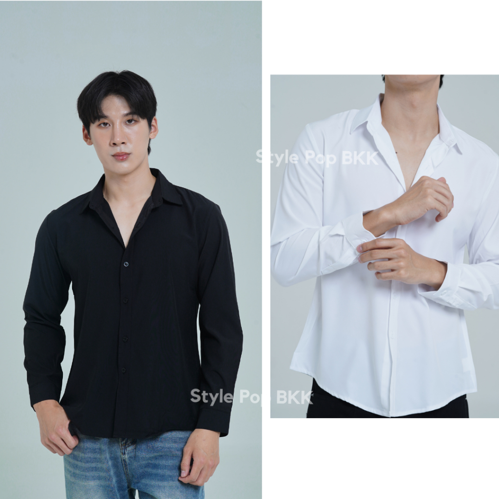 StylePop Brand เสื้อเชิ๊ตแขนยาว เสื้อเชิ๊ตผู้ชายสไตล์เกาหลี รุ่น 8 สี Korean Shirt SY32 ราคา ถูกที่สุด ดีลบีเคเค แกลเลอรีภาพที่ 2