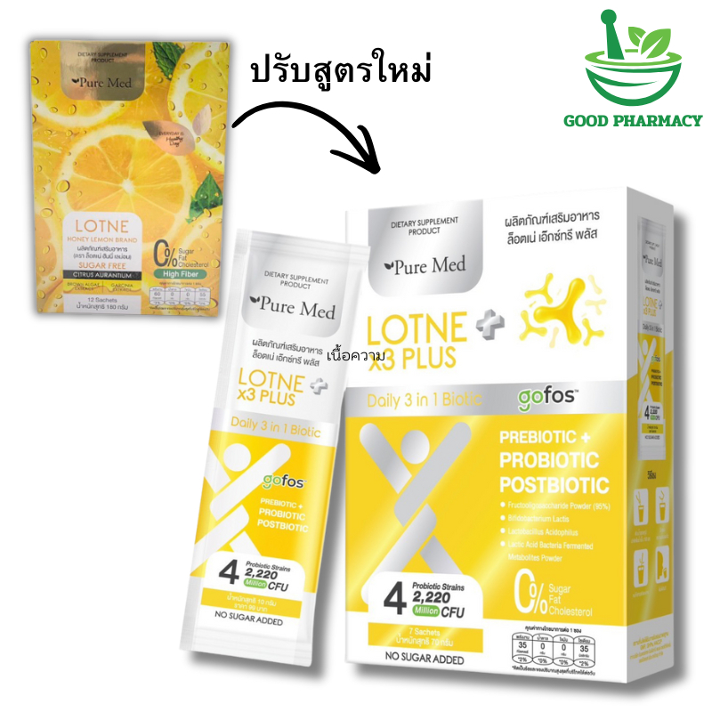 Pure Med LOTNE HONEY LEMON ล็อตเน่ น้ำผึ้งมะนาวลดน้ำหนัก ขนาด 1 กล่อง (7 ซอง)