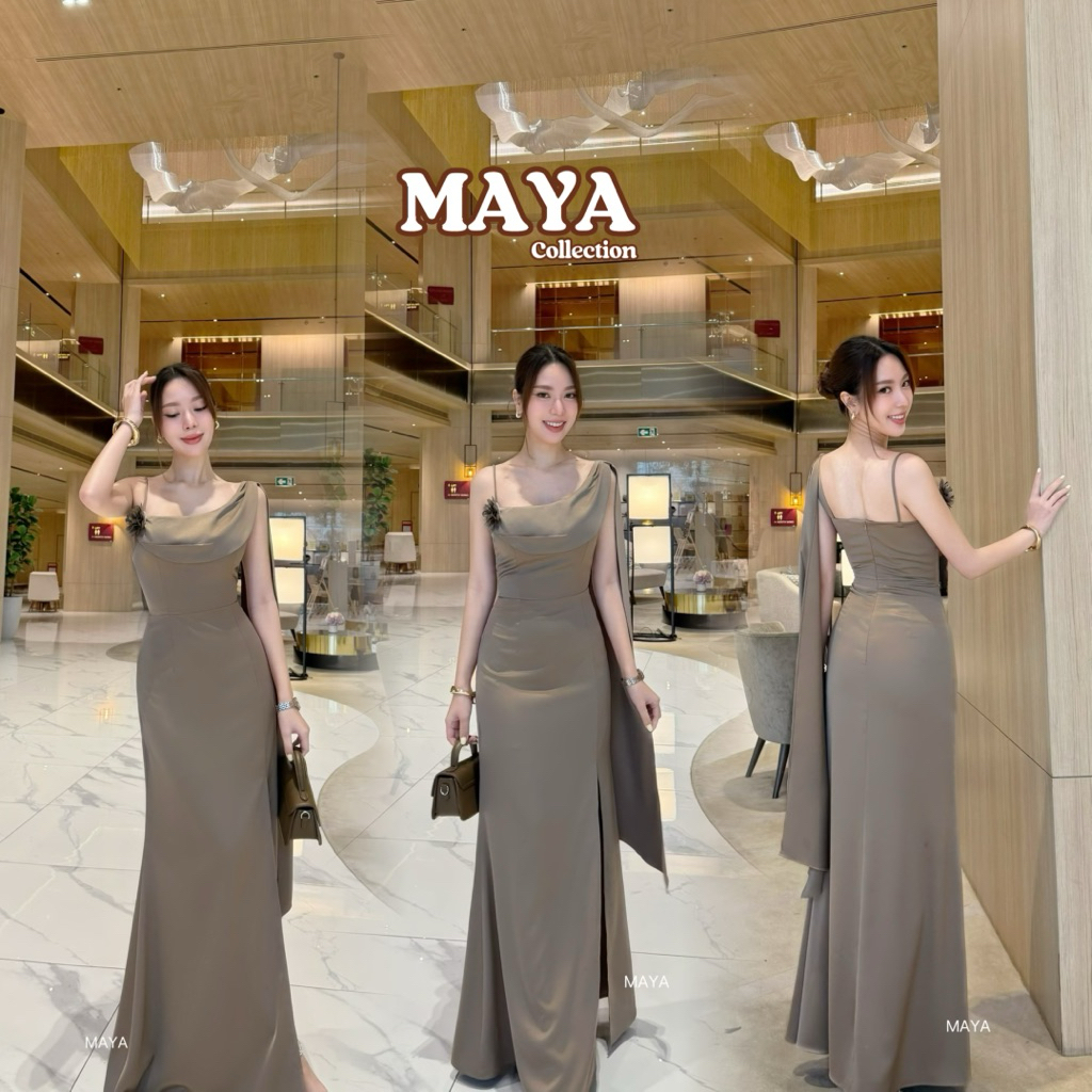 ชุดสไบ ชุดเพื่อนเจ้าสาว สีเหลือง น้ำตาลไหม้ มาใหม่ค่า  G137 s-xl ชุดไปงานแต่ง + ดอกไม้ - รูปที่ 4