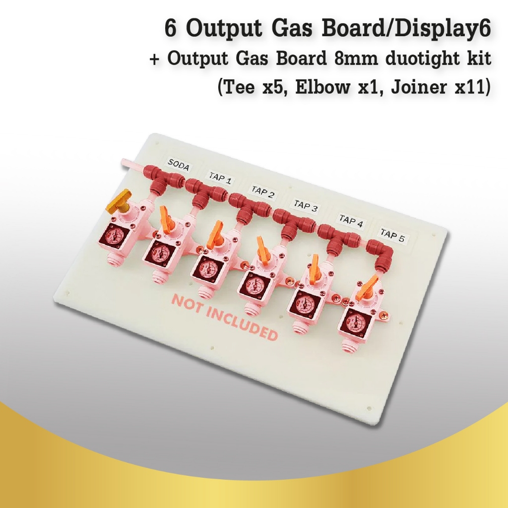 6 Output Gas Board/Display6 + Output Gas Board 8mm duotight kit (Tee x 5, Elbow x 1,Joiner x11)
