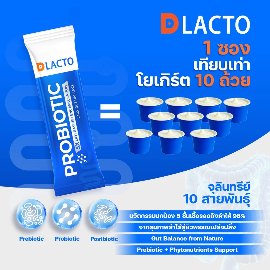 DLACTO PROBIOTIC ดีแลคโตะ โพรไบโอติกที่ได้จากธรรมชาติ กระตุ้นการขับถ่าย ลำไส้ดี  ชีวิตดี๊ดีย์ thumbnail 6
