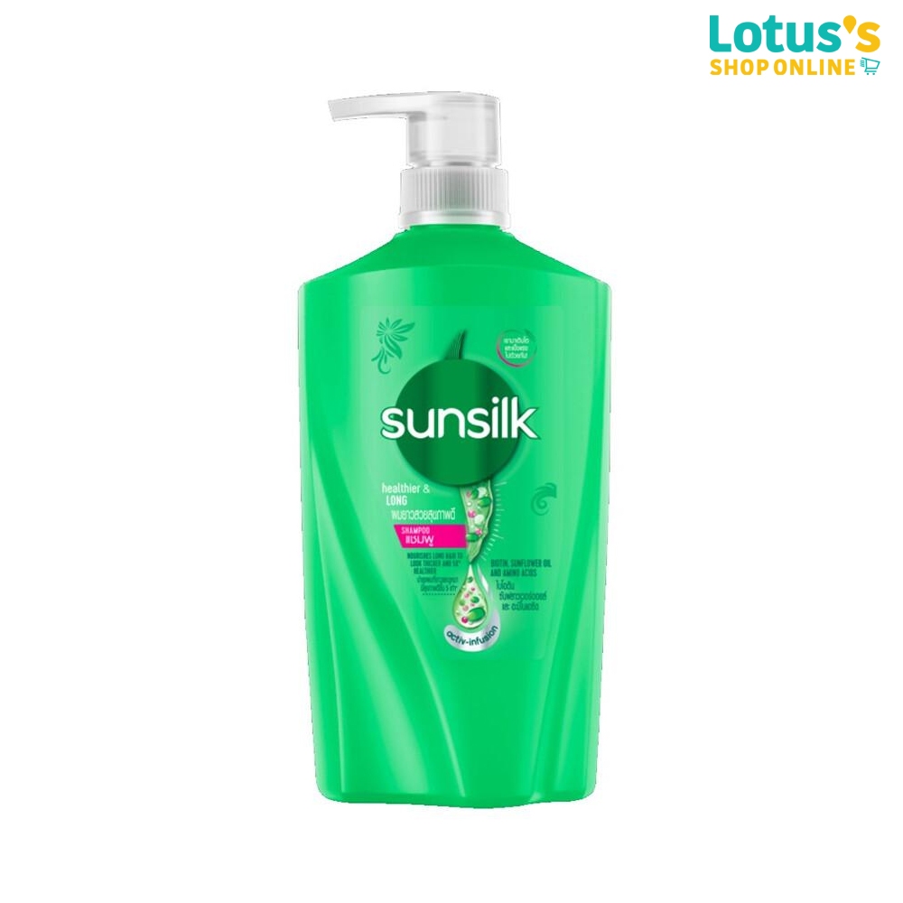 ซันซิล แชมพู สูตร ผมยาวสวย สุขภาพดี สีเขียว ขวดปั๊ม ขนาด 520 มล SUNSILK SHAMP HEALTHIER LONG GREEN 520 ML