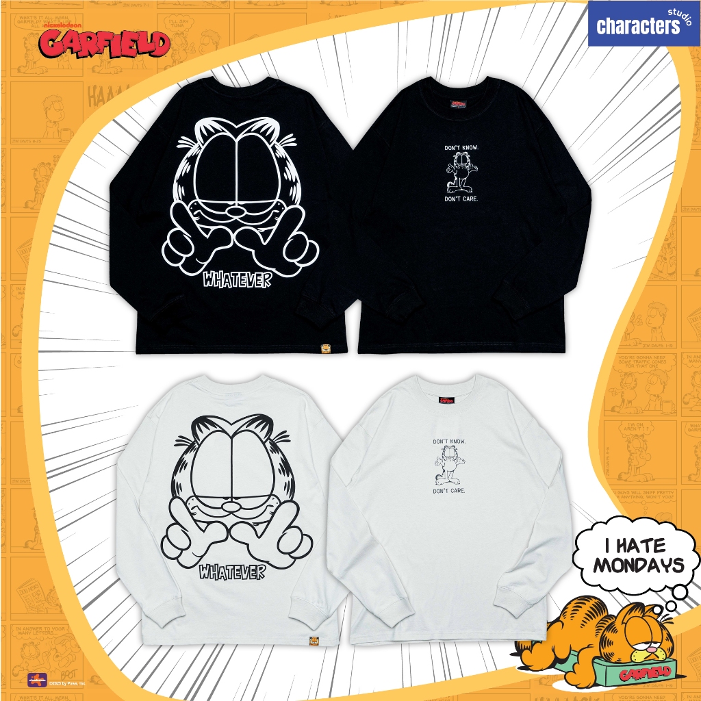 [NEW] Garfield เสื้อแขนยาวสำหรับผู้ใหญ่ ลายการ์ฟิลด์ whatever ผ้าCotton 100% สินค้าลิขสิทธิ์แท้ Characters Studio