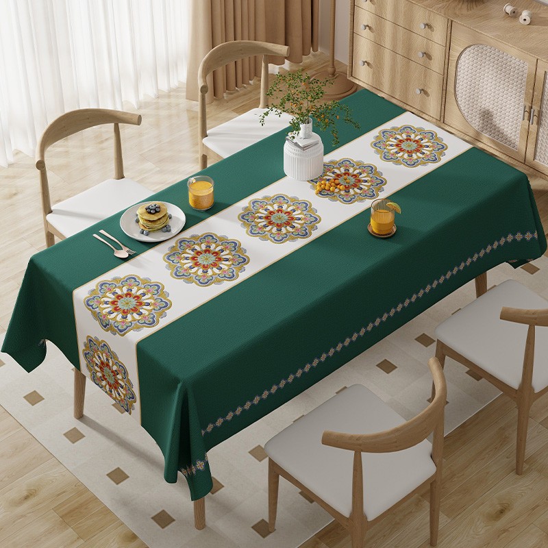 ผ้าปูโต๊ะลายดอกไม้สดใส กันน้ำ กันน้ำมัน ทำความสะอาดง่าย｜ใช้ได้ทั้งบ้าน / ร้านอาหาร ผ้าปูโต๊ะสี่เหลี่ยมผืนผ้า ป้องกันน้ำ - รูปที่ 2