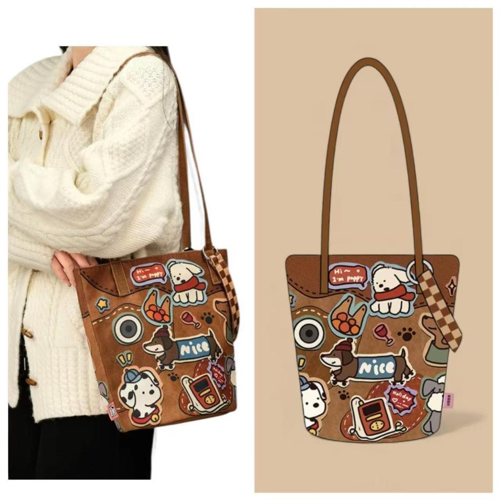 【พร้อมส่ง】กระเป๋าสะพายไหล่ (แถมฟรีกระเป๋าเล็ก+สายต่อยาว) แฟชั่นฤดูใบไม้ผลิ กระเป๋านาดใหญ่รุ่นฮิต จุของได้เยอะ 6 ลาย