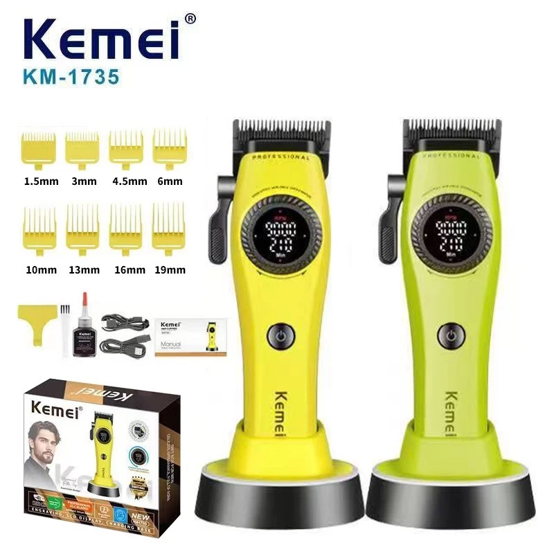 KEMEI km1735 ปัตตาเลี่ยนตัดผมไร้สาย Brushless ปรับระดับรอบได้ 9000รอบ มีจอlcd บอกค่าสถานะ