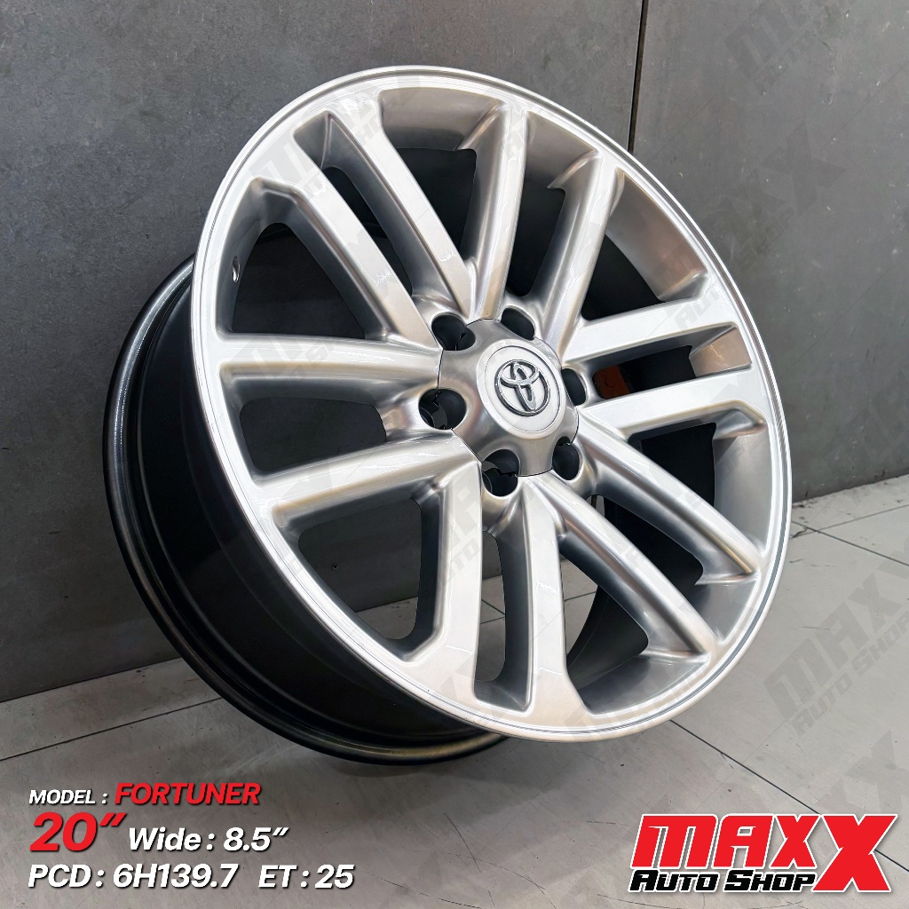 ล้อแม็กซ์ ลาย TOYOTA FORTUNER ขอบ 20x8.5" 6H139.7 ET25 สีไฮเปอร์ซิลเวอร์ (ขายเป็นชุด 4 วง) (0096) JF