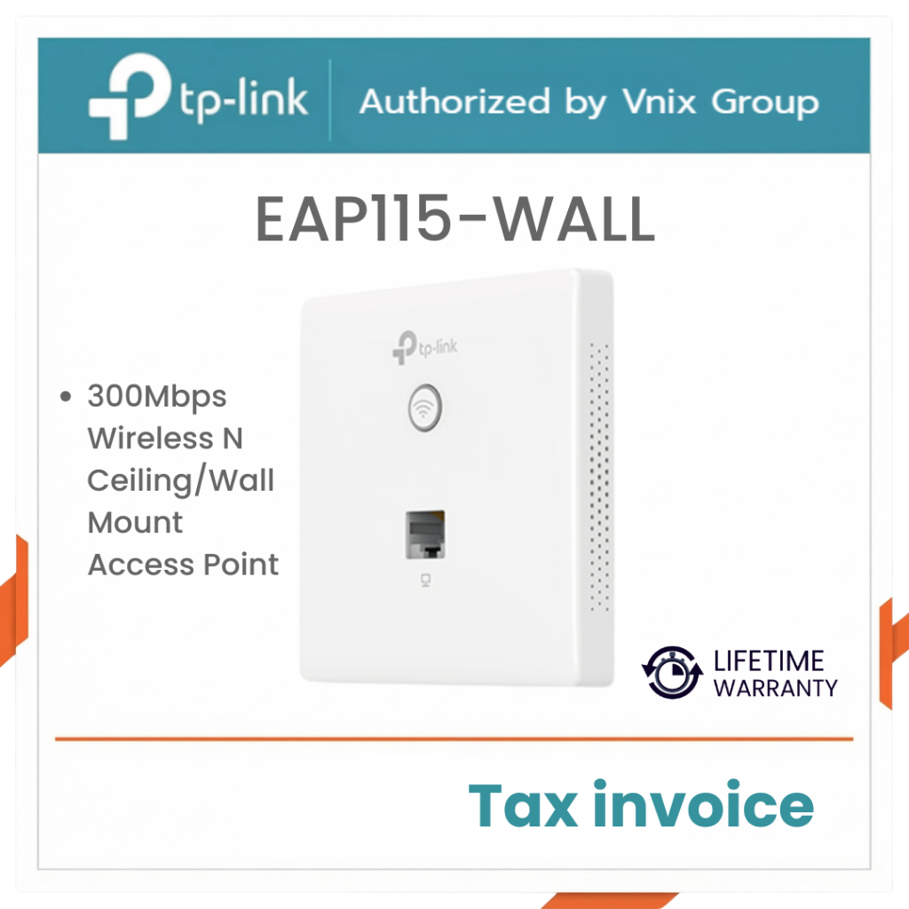 EAP115-WALL Tp link 300Mbps Wireless N Ceiling/Wall Mount Access Point By Vnix Group