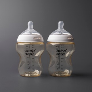 Tommee Tippee ขวดนม PPSU 260ml (แพ็ก 2) ขวดสีชา ทนความร้อนสูง พร้อมจุกเสมือนแม่ Size M รูปที่ 3