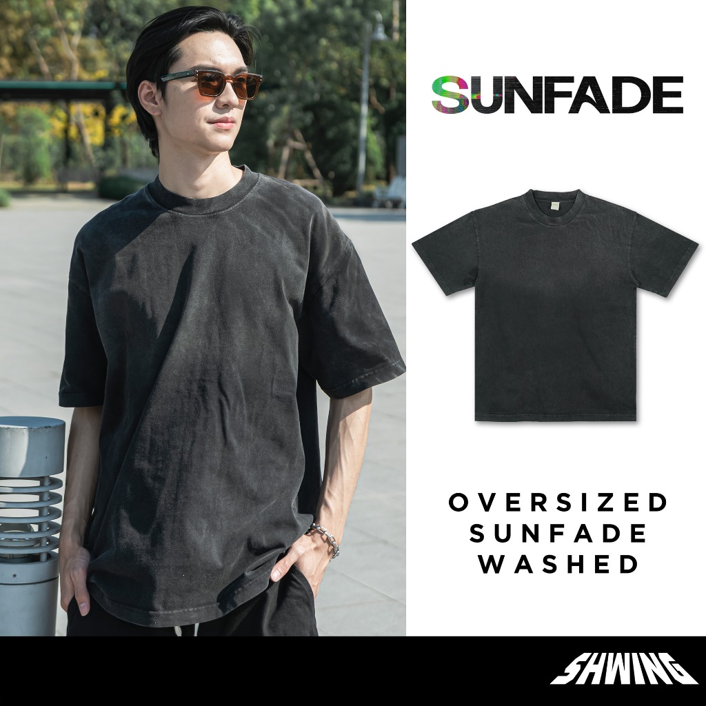 SHWING เสื้อยืด Oversized ฟอก SUNFADE WASHED ไล่สี ทรงสวย ผ้านำเข้าหนานุ่ม ใส่สบาย