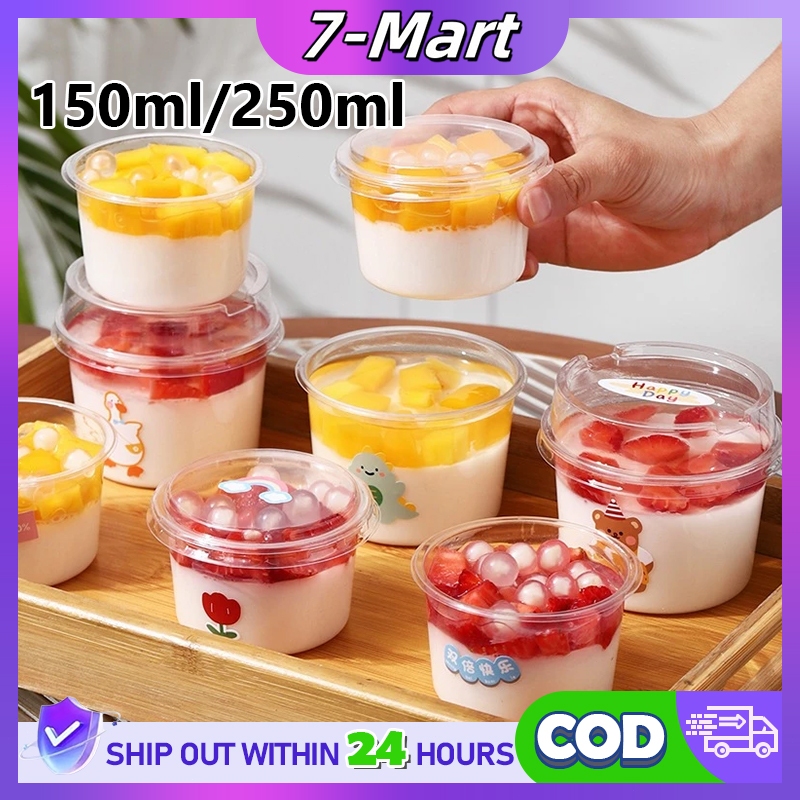 ถ้วยพลาสติก PET 250ml ใส พร้อมฝา สำหรับขนมและของหวาน