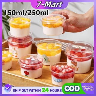 ถ้วยพลาสติก PET 250ml ใส พร้อมฝา สำหรับขนมและของหวาน