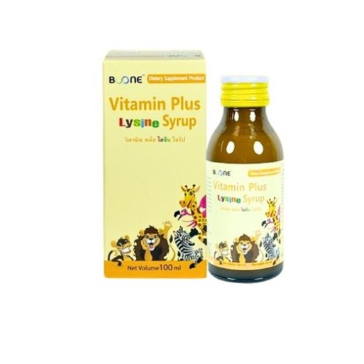 Boone Vitamin Plus Lysine Syrup 100ml มีส่วนประกอบหลักคือไลซีนและวิตามินรวมหลายชนิด