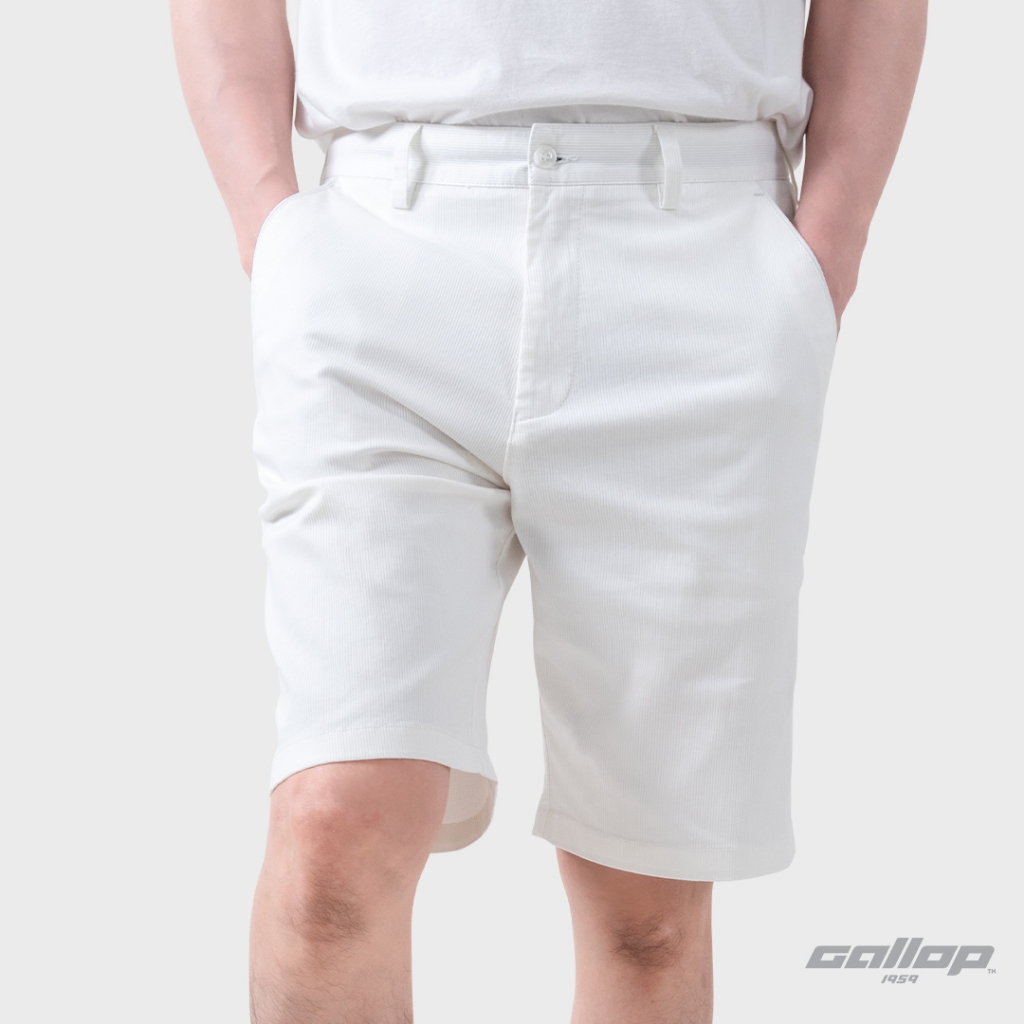 GALLOP : Men’s Striped shorts pants กางเกงชิโน่ขาสั้นผู้ชาย สี Off-White - อ๊อฟไวท์ (GAS26SR03002)