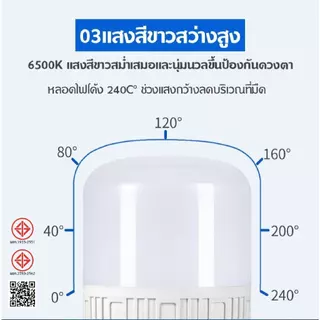 หลอดไฟ LED 65W 60Watts ทรงกระบอก ขั้ว E27 หลอด LED Bulb LightWatts ซุปเปอร์สว่าง สีขาว