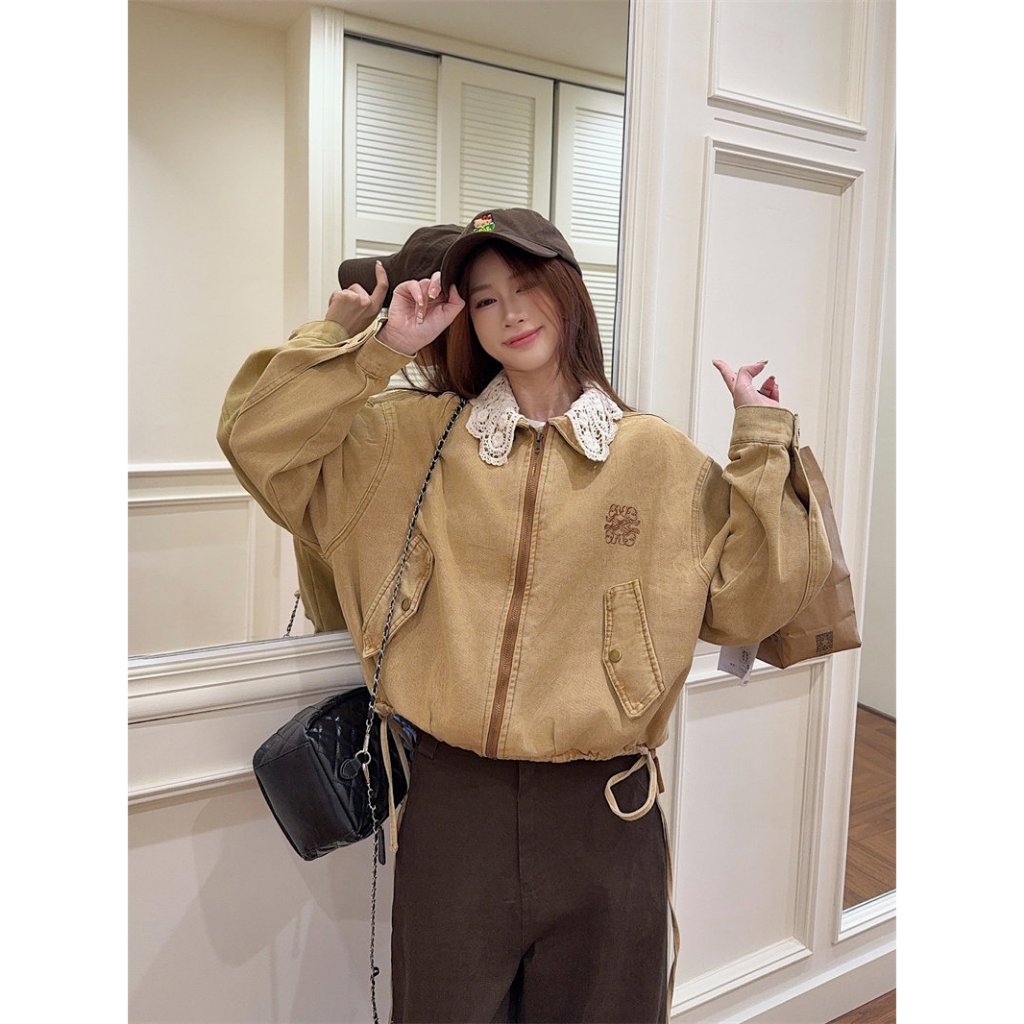 【xxavc825h0】เสื้อแจ็คเก็ตแขนยาวย้อนยุคของผู้หญิงทุกการแข่งขันหลวมด้านบนใหม่