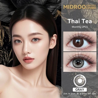 【ซื้อ2คู่แถม ยาหยอดตา+ตลับ💕】Midroo✨[COD] เลนส์แฟชั่น คอนแทคเลนส์สี Thai Tea Grey/ Black-14.5mm รายเดือน