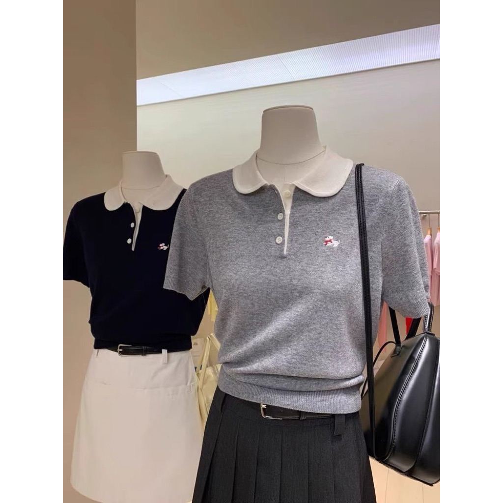 เสื้อแขนสั้นคอปก โปโล ทูโทน แขนสั้น ปักน้องหมา 51181