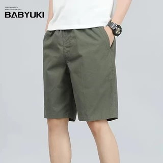 BU กางเกงขาสั้นผู้ชาย เนื้อผ้าดีผ้าcotton100% กางเกงลำลองมียางยืดและเชือก มีไซส์L-3XL