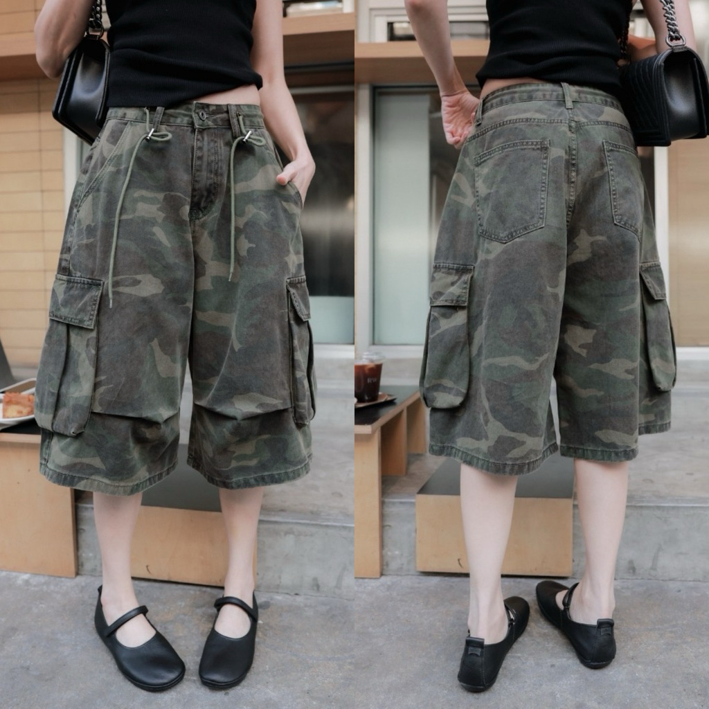 (พร้อมส่ง S) Camouflage กางเกงลายพรางกระเป๋าข้าง5ส่วนรุ่น 68078 TAG OKK 🇰🇷