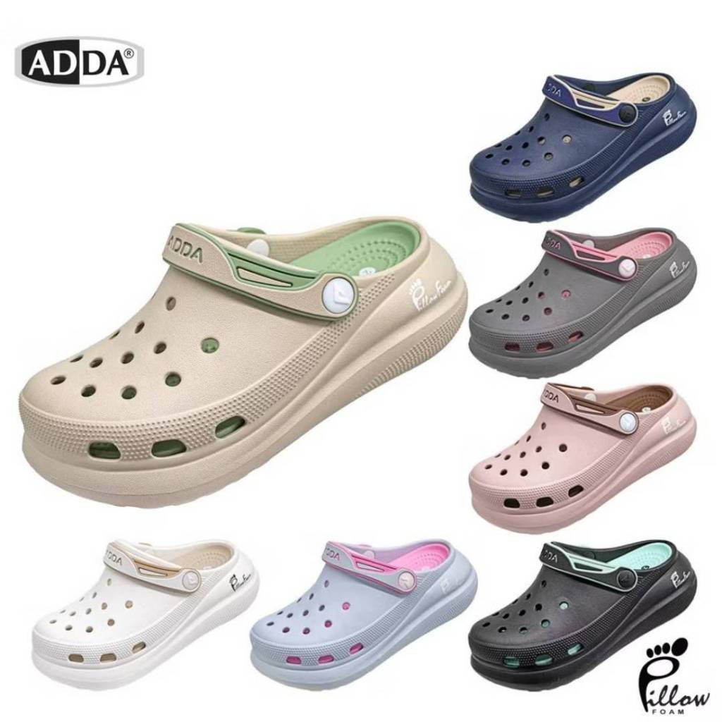 ** สุ่มแถม Jibbitz** ADDA รองเท้าทรงหัวโต พื้นหนา รุ่น 5PF01 ไซส์ 1-7