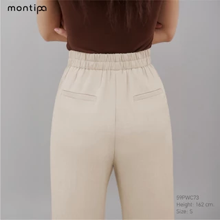 Montipa กางเกงทรงกระบอกกลาง ซิปหน้า แต่งจีบหน้าและเอวยางยืดหลัง ผ้า Comfort 59PWC73