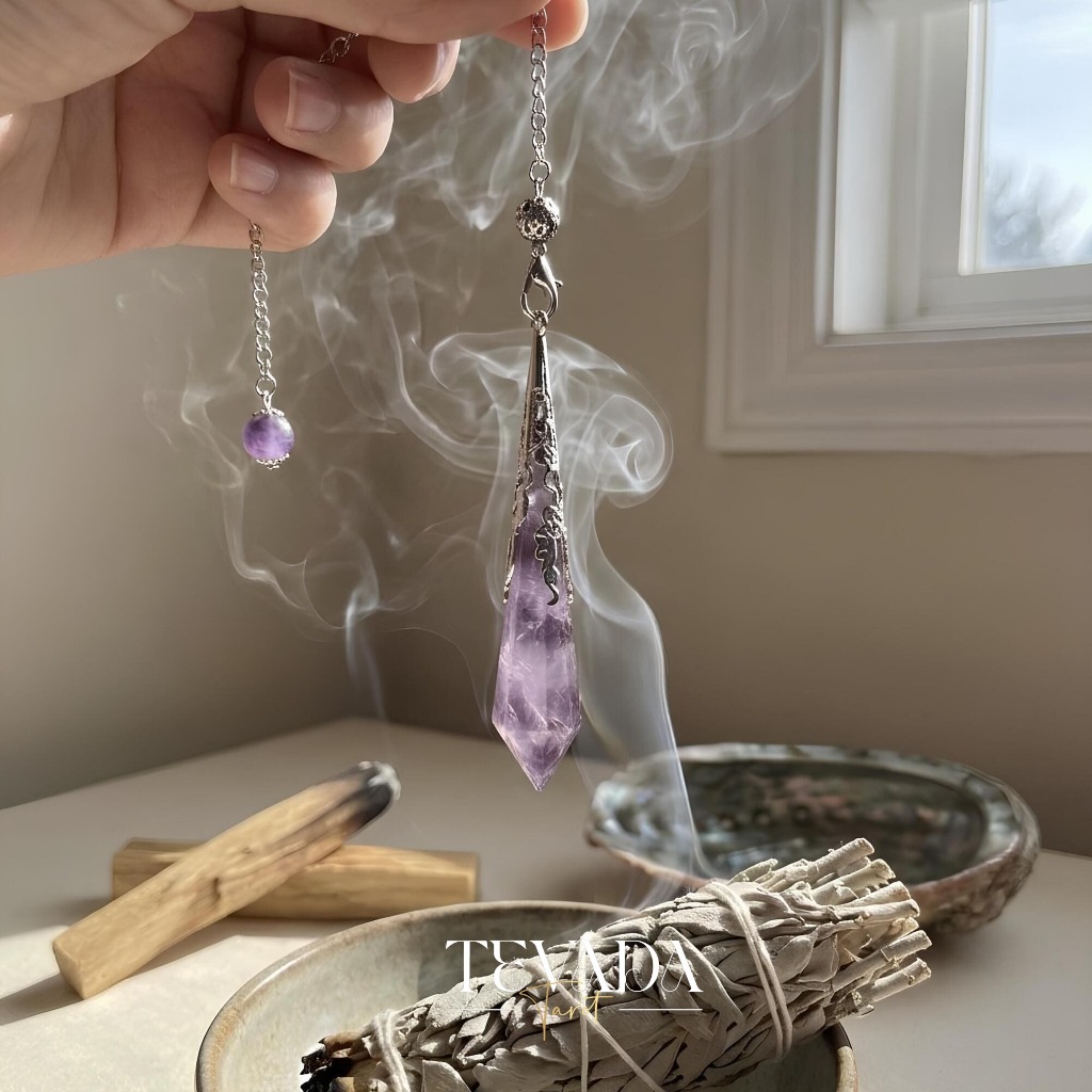 เพนดูลั่ม สร้อยคอหิน หินมงคล Healing Amethyst Pendulum Necklace หินแท้ บำบัดความเครียด พร้อมส่ง ราคา ถูกที่สุด ดีลบีเคเค แกลเลอรีภาพที่ 3