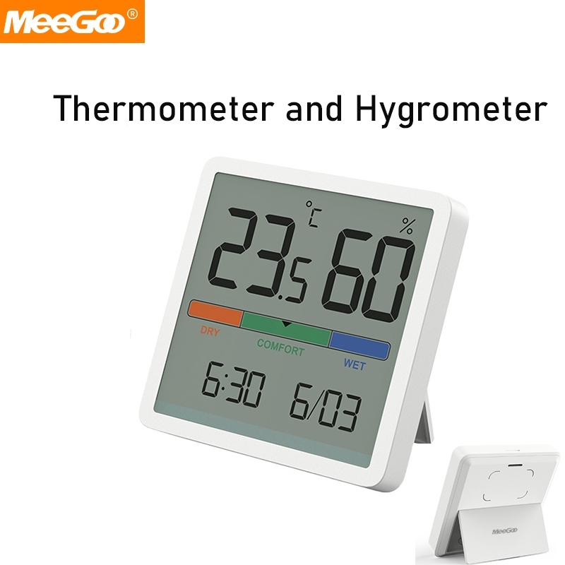 MeeGoo Thermometer And Hydrometer เครื่องวัดอุณหภูมิและความชื้น/นาฬิกาจับเวลา แบบดิจิตอล หน้าจอ LCD
