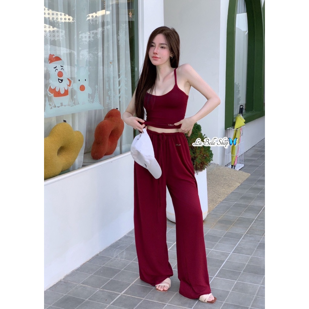 ชุดเซ็ท2ชิ้นกางเกงผ้าเรย่อนเกรดAผ้าหนาใส่ยางยืดมีเชือกปรับขนาดตามเอวได้เสื้อตัวจิ๋วอก32-38เอว27-32สะโพก36-42กก.ยาว100ซม. - รูปที่ 2