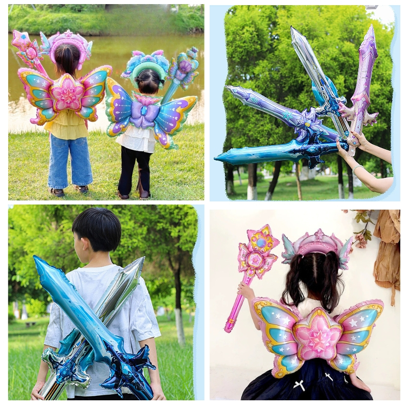 (ร้านไทย)ลูกโป่งฟอยล์ของเล่น มีดดาบ ปีก คฑา น่ารักๆสำหรับหนูๆเด็กๆ(TOY)