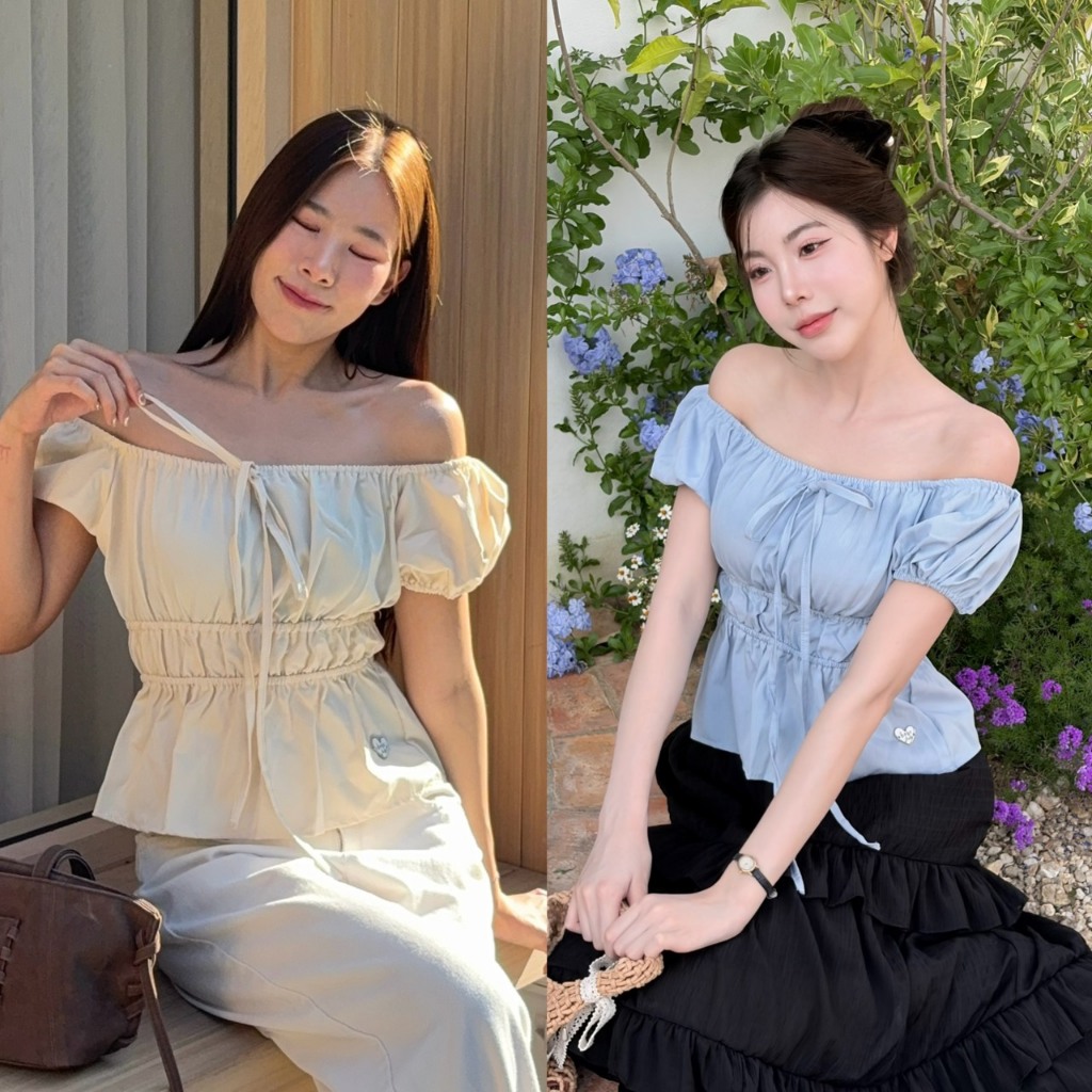 BABEJUB.X l LILY TOP เสื้อแขนตุ้กตา ปาดไหล่ได้ น่ารักแบบม้ากกก
