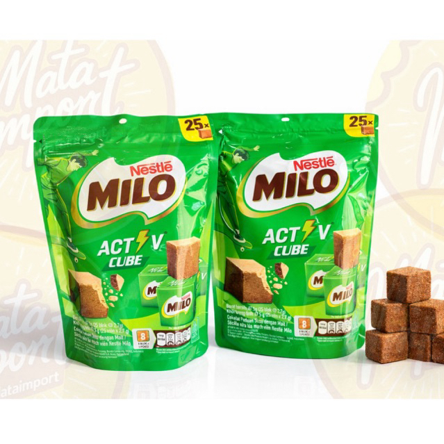 Milo activ cube น้ำหนัก67.5g 1ห่อมี 25ชิ้น ไมโลคิ้วรุ่นห่อเล็ก