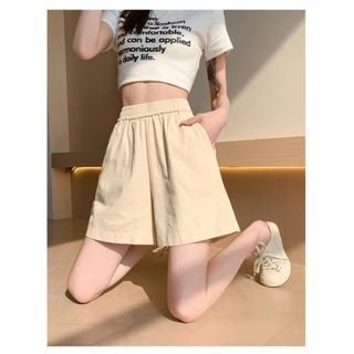 Bella Shop กางเกงขาสั้น กางเกง ขาสั้น ผู้หญิงแฟชั่น ลำลองทรงหลวม สีพื้น สไตล์เกาหลี เอวยางยืด น่ารัก